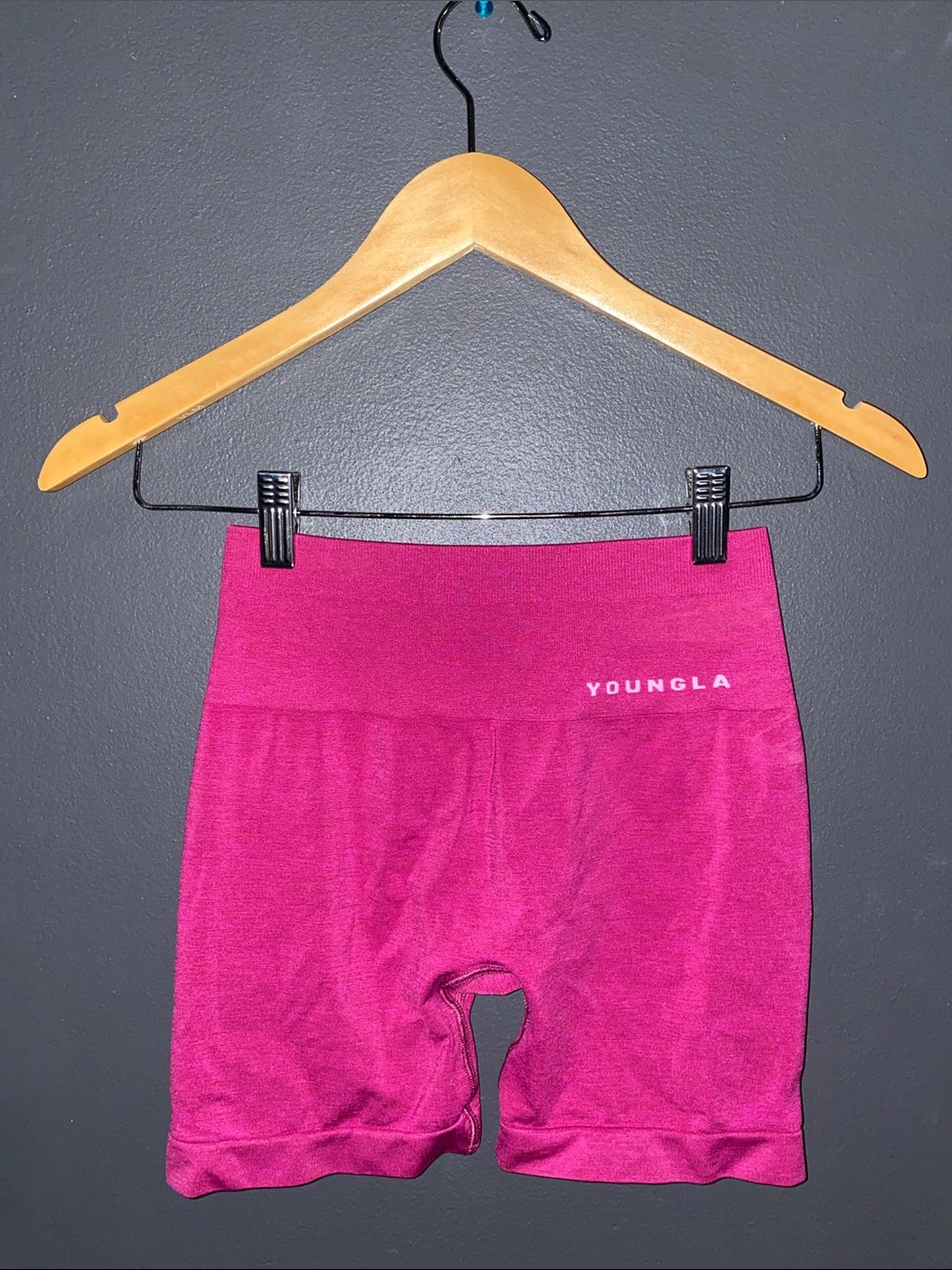 YoungLA Raspberry Seamless Sports Bra and High-Waist Shorts Set. Top NWT. - Picture 2 of 4